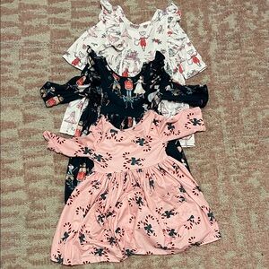 Mila & Rose 2T Christmas 3/4 Sleeve 3 Dress Set - Pink, Dark Green, White